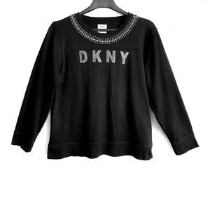 DKNY women's sweatshirt, black, with rhinestones. Long sleeve. Size XL